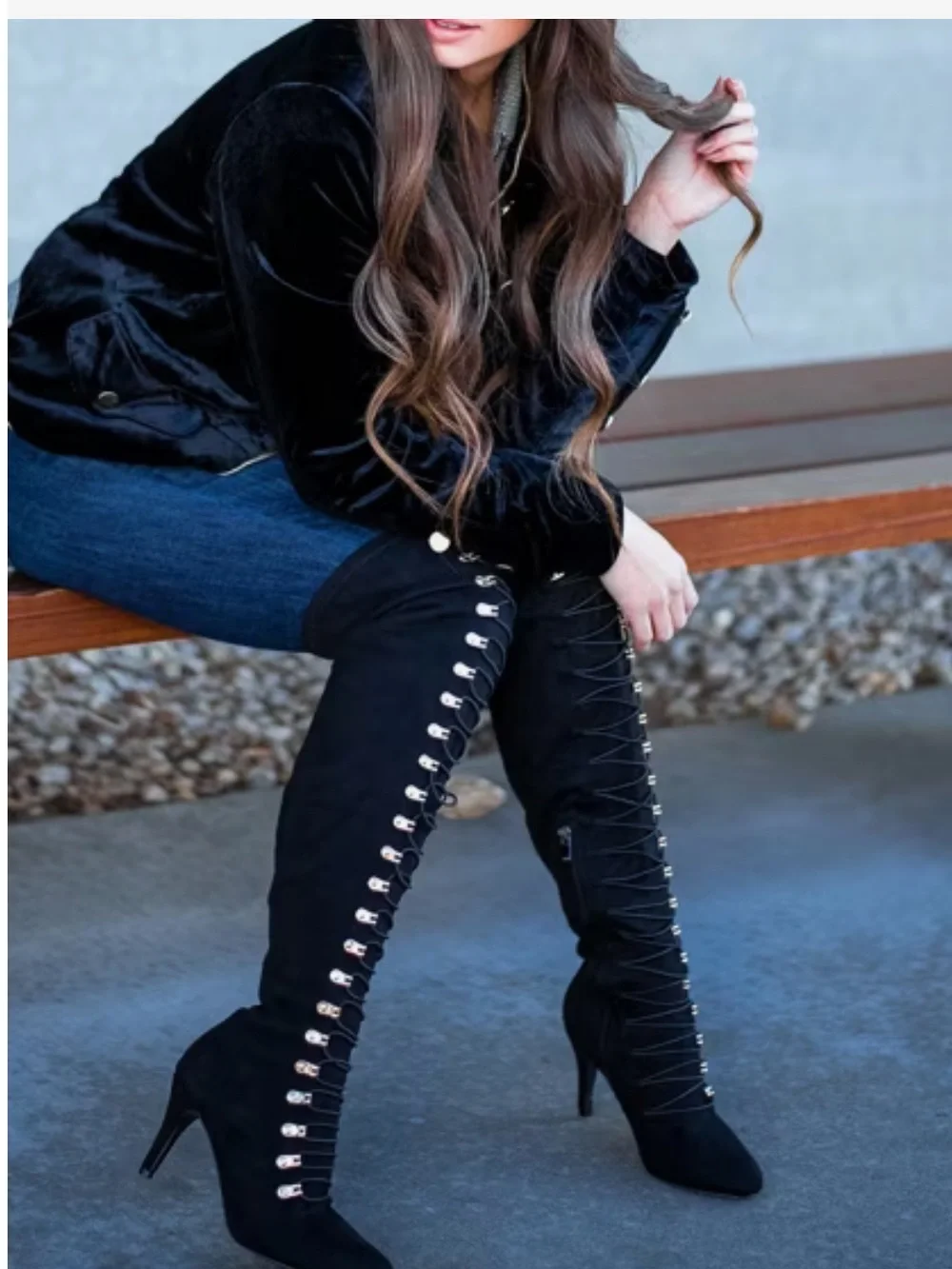 Journee Collection Over-the-Knee Lace-Up Boot - Black